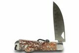 Pocket Knife with Leopard Stone Inlays #370816-2